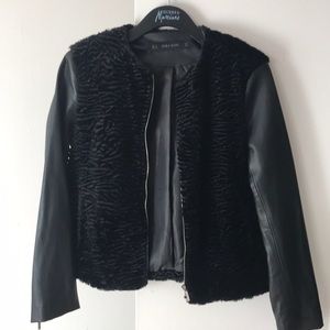 Zara faux leather and fur zip jacket